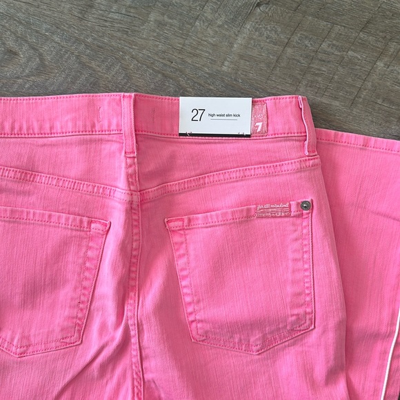 7 For All Mankind High Waist Slim Kick pink jeans size 27 NWT - Picture 2 of 5